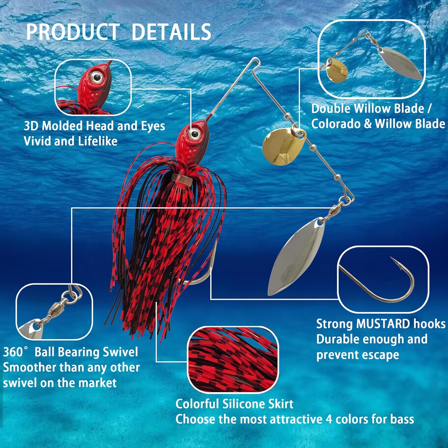 Eupheng Spinner Bait Spoon Wir - огляд і ціна Fishing Lure Buzzbait